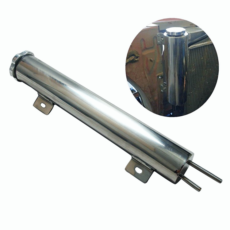 2" x 15" Polished Stainless Steel Radiator Overflow Tank Catch Can 24 OZ
