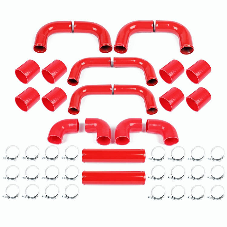 UNIVERSAL TYPE-2 12PC 2.5" ALUMINUM TURBO INTERCOOLER PIPING/PIPE+HOSE+CLAMP RED