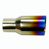 Polished Stainless  2X Blue Burnt Exhaust Single Slant Cut Tip 2.5 In 3.5 Out