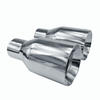Polished Stainless Steel 2.5In 4Out  2X Sliver Exhaust Duo Layer Straight Tip