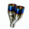 Polished Stainless Steel 2.5In 3.5Out  2X Blue Burnt Exhaust Duo Slanted Exhaust Tip