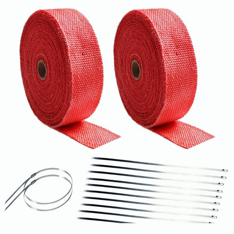 Performance exhaust accessories for exhaust header titanium and red color exhaust wrap