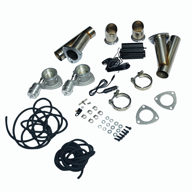 2Pcs 2.5'' Electric Exhaust Cutout System E-Cut Vacuum Pump Valve+One Remote Kit