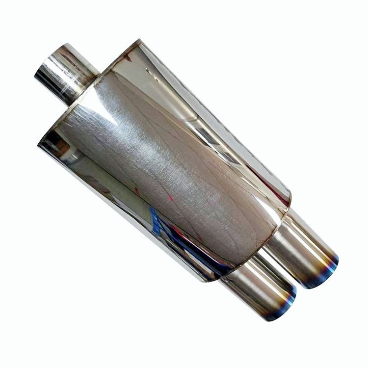 Universal 3" Remis Style DTM Dual Square Tip Stainless Steel 2.5" Inlet Muffler