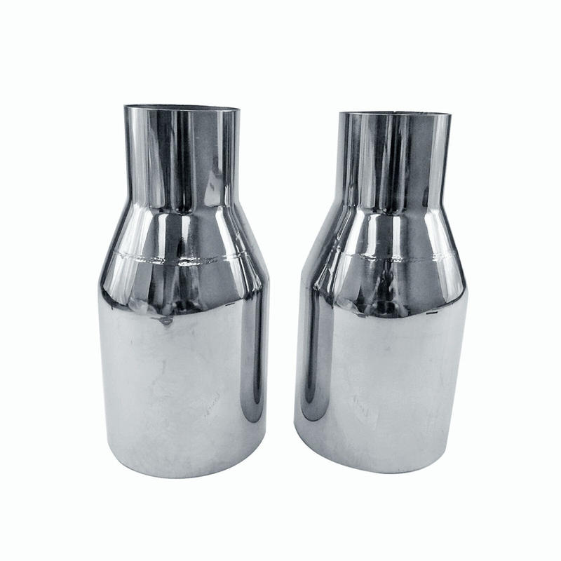 Polished Stainless Steel 2.5In 4Out  2X Sliver Exhaust Duo Layer Straight Tip