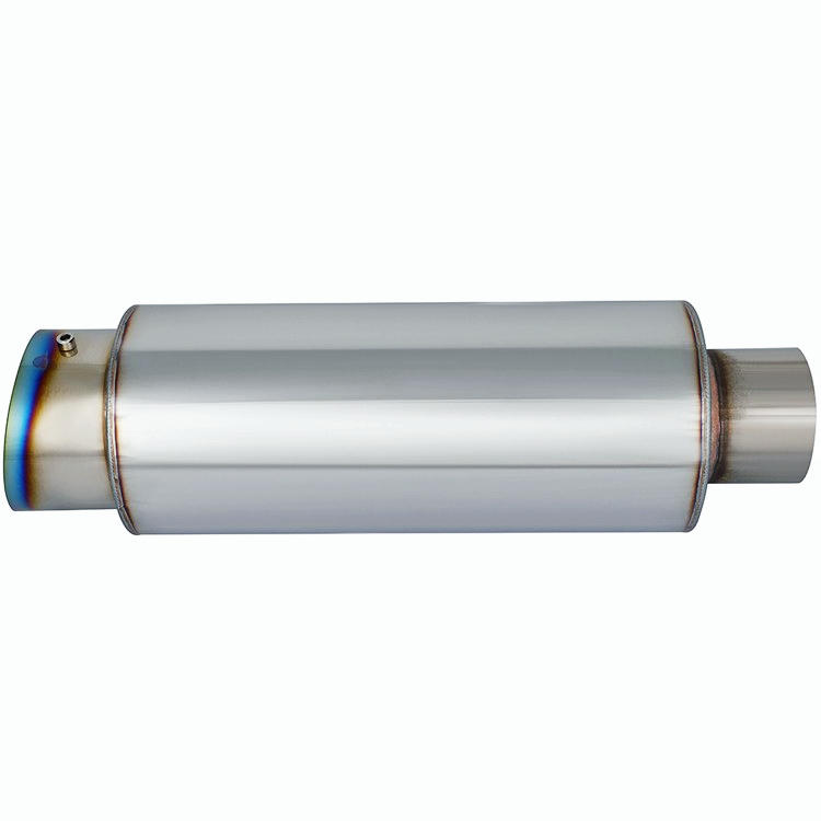 JDM 4" N1 Titanium Burnt Slant Tip Stainless Exhaust Muffler 3" Inlet+Silencer