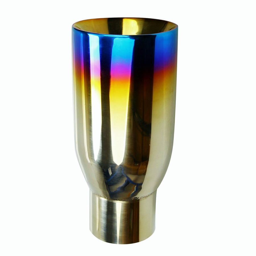 2PCS Polished Stainless Steel 2.5 In 3.5 Out Blue Burnt Exhaust Duo Layer Tip