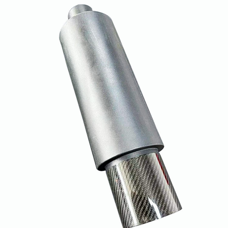 4" N1 Carbon Tip Black Stainless Weld-On Exhaust Muffler 2.5" Inlet Universal 3