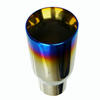 2PCS Polished Stainless Steel 2.5 In 3.5 Out Blue Burnt Exhaust Duo Layer Tip