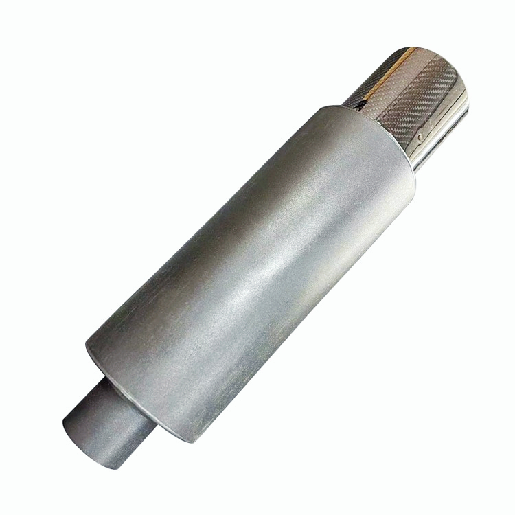 4" N1 Carbon Tip Black Stainless Weld-On Exhaust Muffler 2.5" Inlet Universal 3