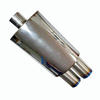Universal 3" Remis Style DTM Dual Square Tip Stainless Steel 2.5" Inlet Muffler