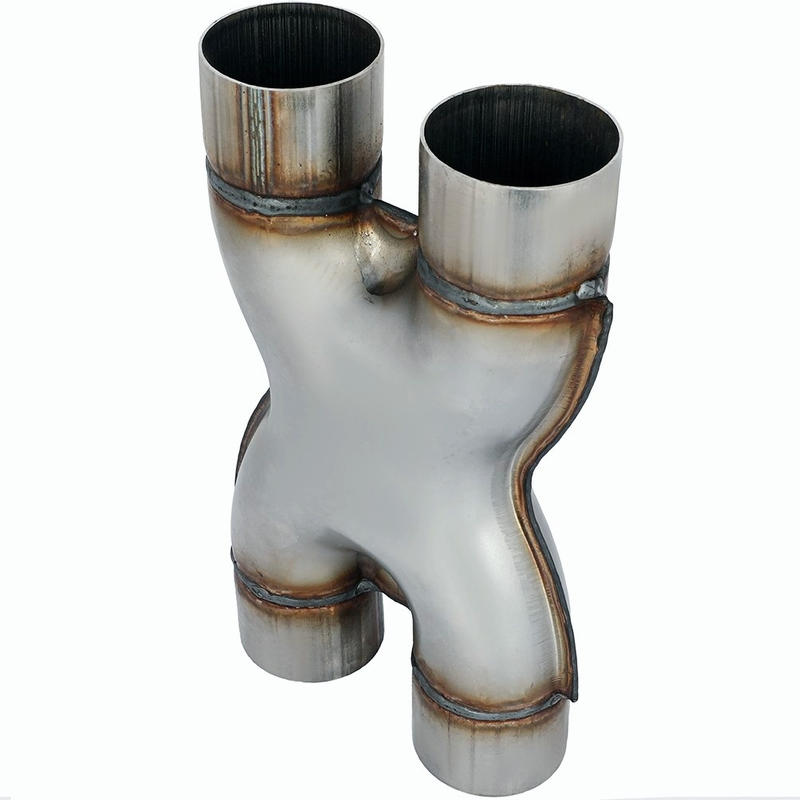 2.5" Dual In / Out Adapter X Exhaust Pipe Tip 12 Inch Long 409 Stainless Steel
