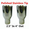 Polished Stainless Steel 2.5In 4Out  2X Sliver Exhaust Duo Layer Straight Tip