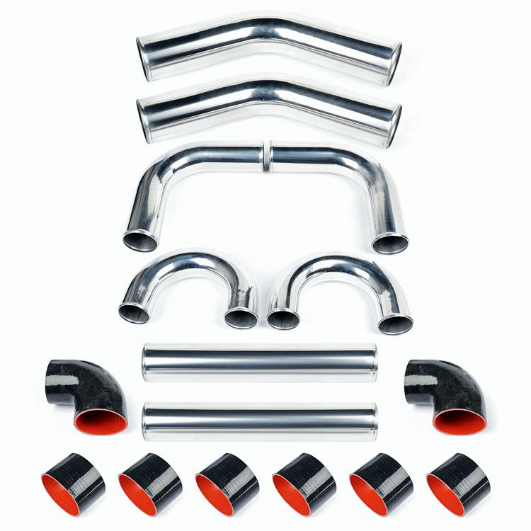 4" Large Tubing Aluminum 8PCS Turbo Intercooler Piping Kit Black Coupler T-Clamp