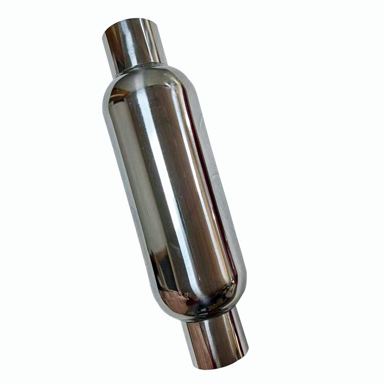 2.25"Inlet/Outlet Turbine Muffler Exhaust 304 Stainless Glass Pack Dual Wall