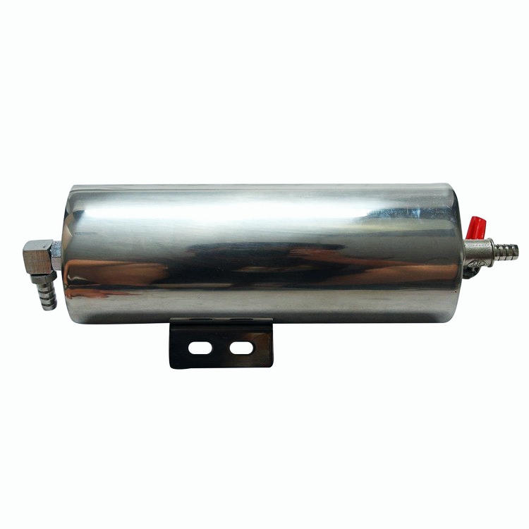 New 3" x 8" Polished Stainless Radiator Over Flow Tank Can W/ Drain Valve 20oz