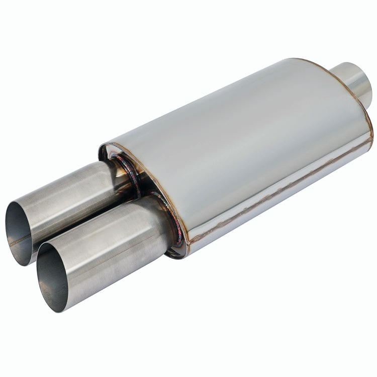 Universal 3" Dual Slant Tip Stainless Steel 3" Inlet Weld-on Exhaust Muffler