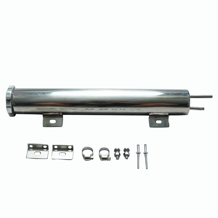 2" x 15" Polished Stainless Steel Radiator Overflow Tank Catch Can 24 OZ