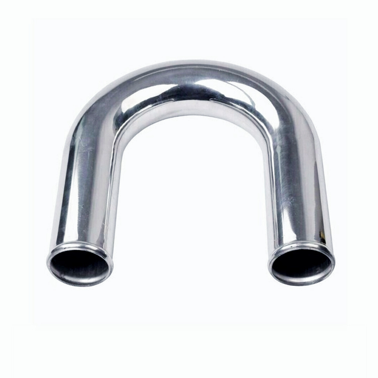 2.5" 1.8mm Polished Aluminum Intercooler Pipe Kit + Black Hose + Clamp Universal