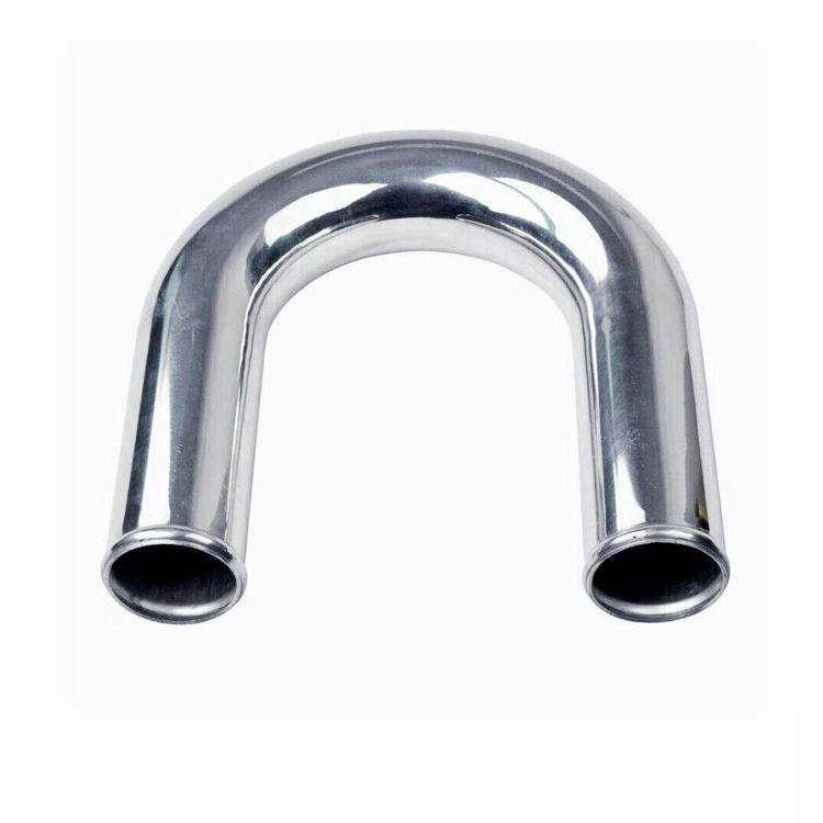 2.5" 1.8mm Polished Aluminum Intercooler Pipe Kit + Black Hose + Clamp Universal