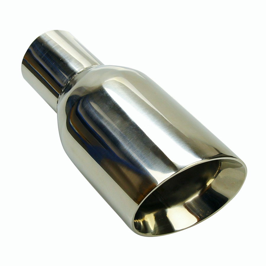  2.5 Inlet - 4 Outlet Stainless Steel Sliver Duo Layer Slant Cut Car Exhaust Tip