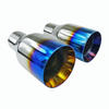  2X 2.5 In 4 Out Polished Stainless Blue Burnt Exhaust Duo Layer Straight Tip
