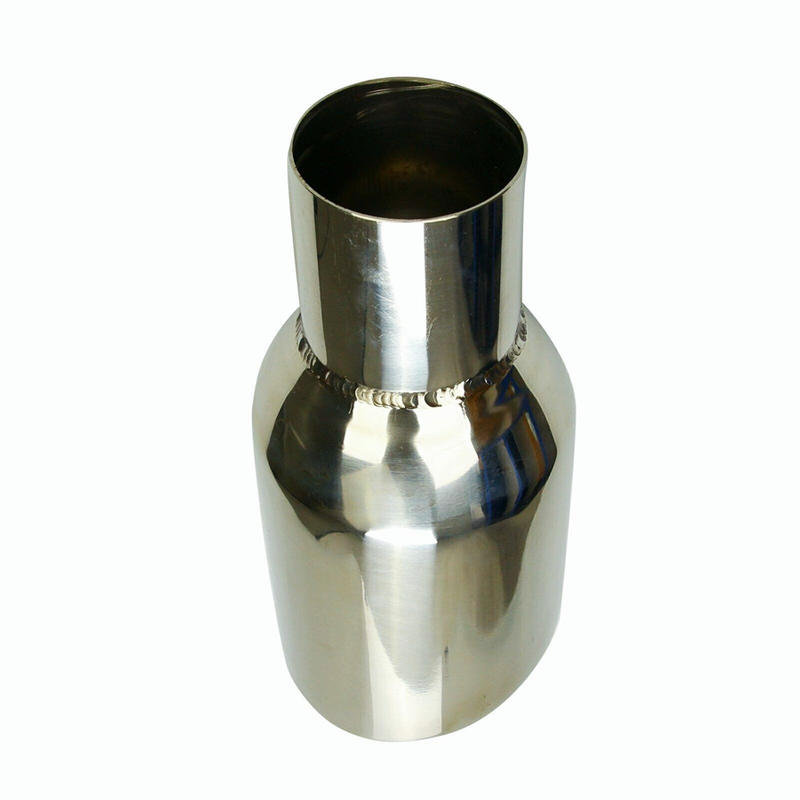  2.5 Inlet - 4 Outlet Stainless Steel Sliver Duo Layer Slant Cut Car Exhaust Tip