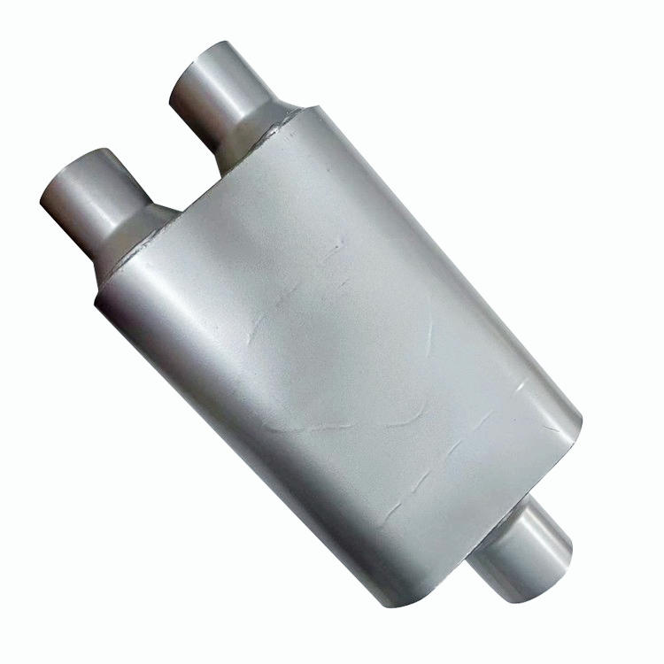 Chambered Center 3" Inlet - 2.5 inch Dual Outlet Muffler 19" Long Agressive Deep