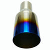  Polished Stainless 2X 2.5In 4Out Blue Burnt Exhaust Single Layer Straight Tip