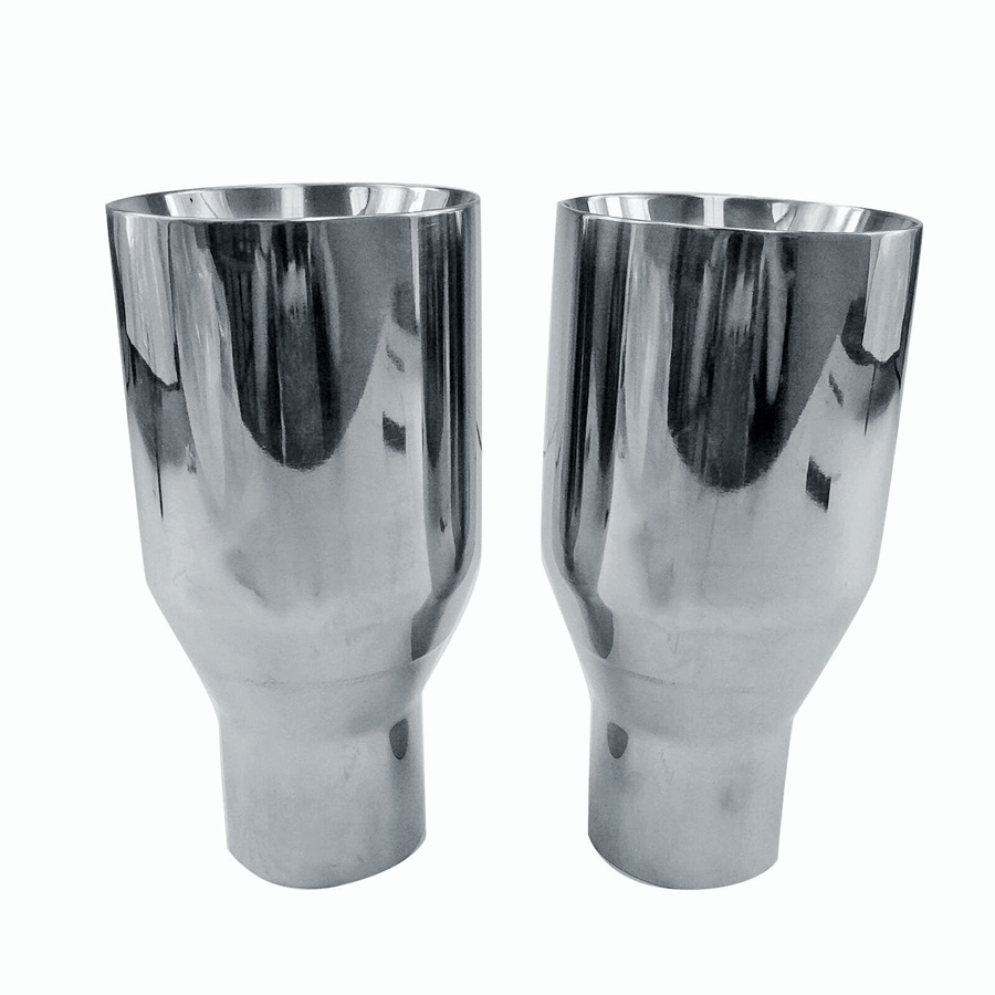 Polished Stainless Steel 2.5In 4Out  2X Sliver Exhaust Duo Layer Straight Tip