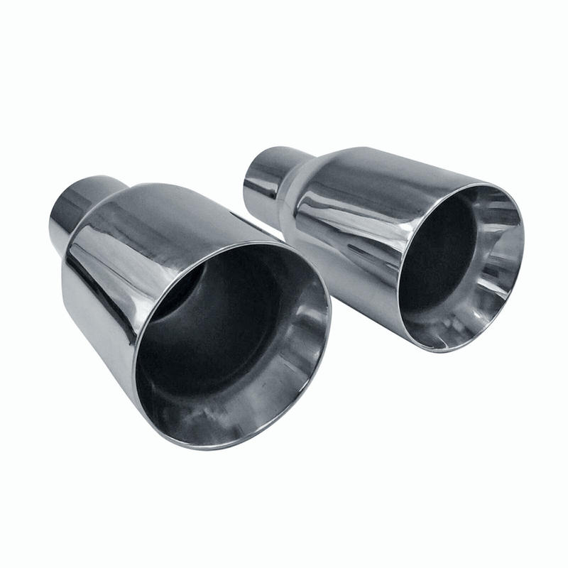 Polished Stainless Steel 2.5In 4Out  2X Sliver Exhaust Duo Layer Straight Tip