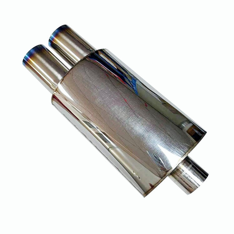 Universal 3" Remis Style DTM Dual Square Tip Stainless Steel 2.5" Inlet Muffler