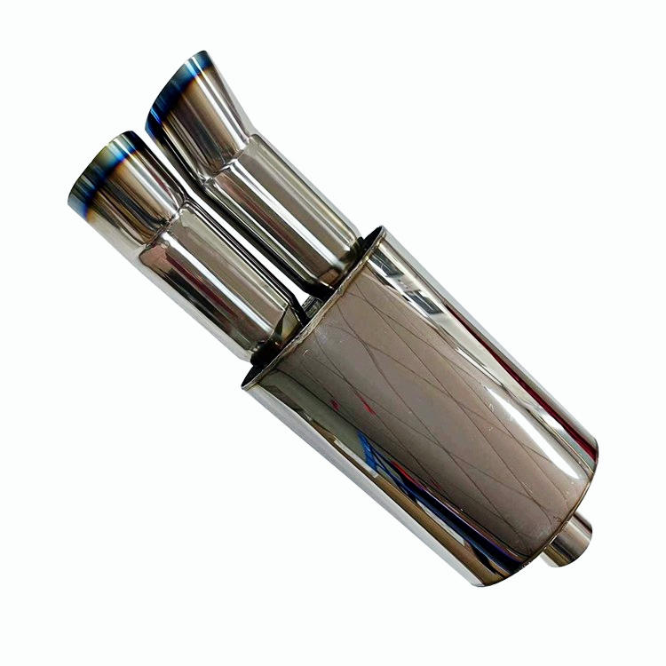 3" DTM Style Dual Burnt Tip Stainless Steel Weld-On Exhaust Muffler 2.5" Inlet