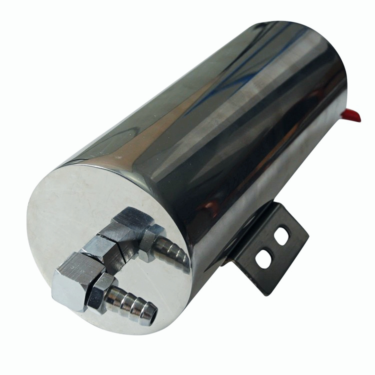 New 3" x 8" Polished Stainless Radiator Over Flow Tank Can W/ Drain Valve 20oz