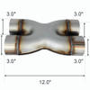 Universal Dual 3" In/Out Crossover X Pipe Exhaust Tip 12" Length Stainless Steel