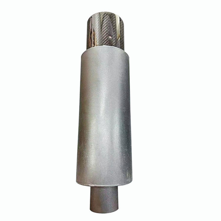 4" N1 Carbon Tip Black Stainless Weld-On Exhaust Muffler 2.5" Inlet Universal 3