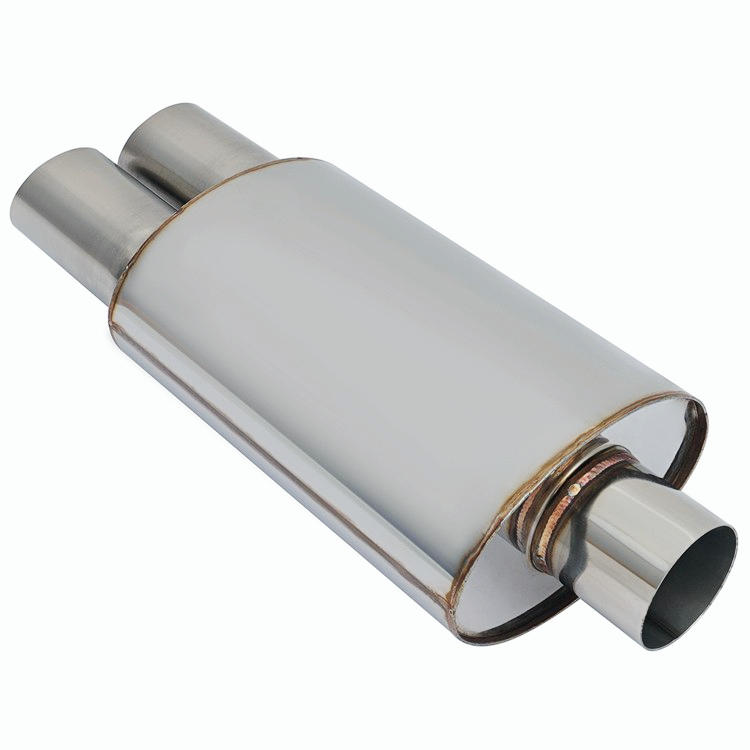 Universal 3" Dual Slant Tip Stainless Steel 3" Inlet Weld-on Exhaust Muffler